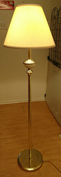 Brass Finish 56" Floor Lamp with Beige Shade