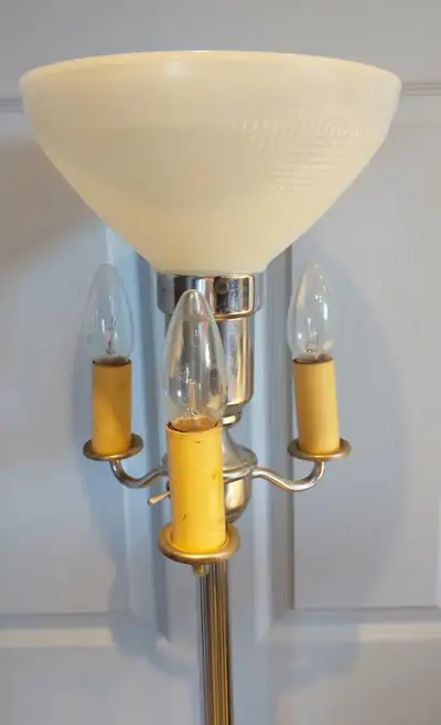 Vintage 1930s chrome floor lamp, View more