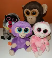 4 TY Monkey Beanie Boo Toys