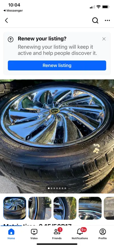 Chrome after market dual bolt pattern rims 4x114.3 (4x4.5"), & 4x101.6 (4x4") size 17x7JJ center bor...