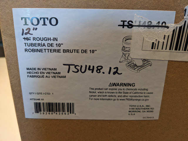 Toto Unifit TSU48.12 12-inch Toilet Rough-In Adapter in Plumbing, Sinks, Toilets & Showers in City of Toronto - Image 4