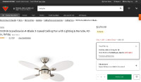 NOMA 4-Blade 3-Speed Ceiling Fan with Lighting & Remote, 42-in