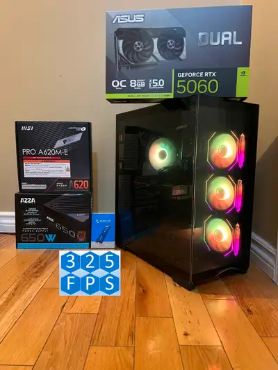 New MFG Ready RTX 5060 Ryzen 5 6 Core RGB PC 16GB DDR5 1TB NVME, View more