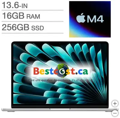 Apple MacBook Air 13.6'' INCH 256GB M4 Chip 10Core 16GB MW0W3LL/A Silver ------ VISITEZ NOTRE SITE W...