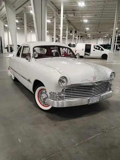 51 FORD CUSTOM COUPE In Pearl White, rebuilt Ford 302, automatic, lowered front and back, disk brake...