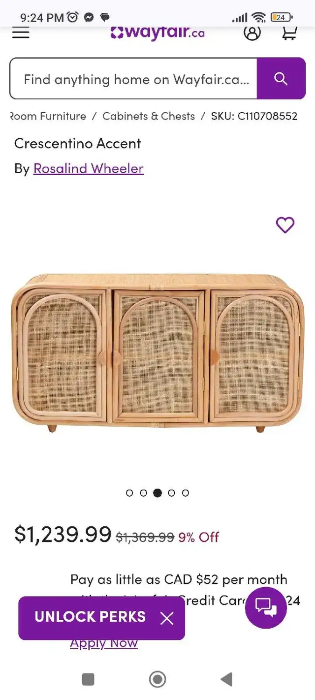 Rattan Wooden Sidboard Buffet Cabinet in Hutches & Display Cabinets in Edmonton - Image 10
