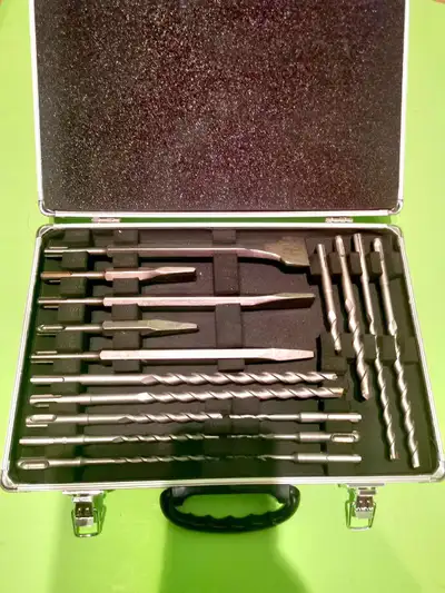 17pcs rotary hammer sds plus bits all included, View more