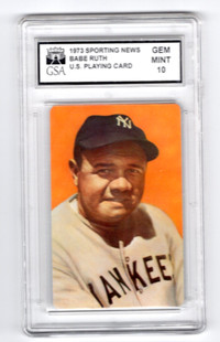 1973 BABE RUTH SPORTING NEWS U.S. PLAYING CARD GRADED 10