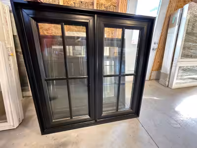 Black exterior and interior window Casement Left/Fixed 46 3/8" x 45 1/2" 5/8" brickmould 2x2 SDL gri...