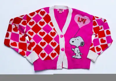 Peanuts Women's Snoopy Valentine's Luv Heart Cardigan , View more