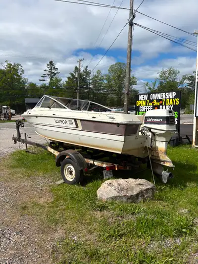 Larson Bowrider, 60hp Johnson motor and trailer. Motor and trim works, no top though. We used a Bimi...