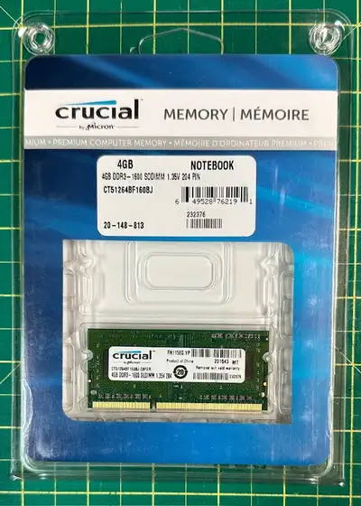 Mémoire Crucial DDR3-1600 1.35V SODIMM 4GB, View more