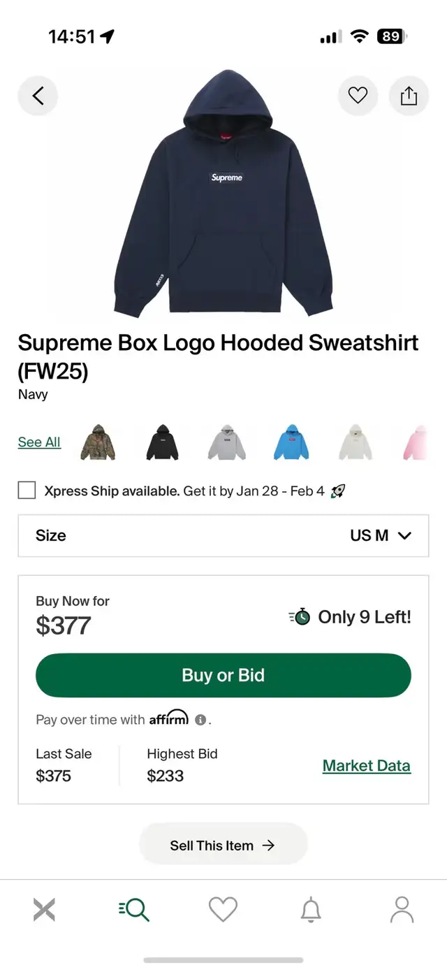 Supreme big box logo hooded sweatshirt (FW25) - Size Medium - Ne in Men's in City of Toronto - Image 2