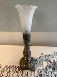 Vintage Lampe abat jour givré - Brass frosted shade Table Lamp