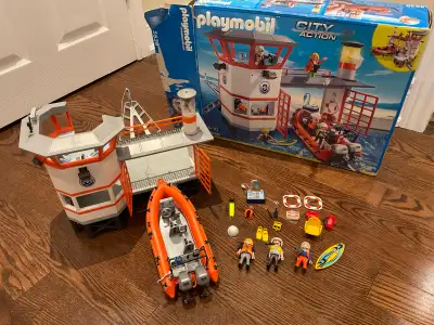 Playmobil Coast Guard Water Lighthouse Station Rescue Raft Play, View more