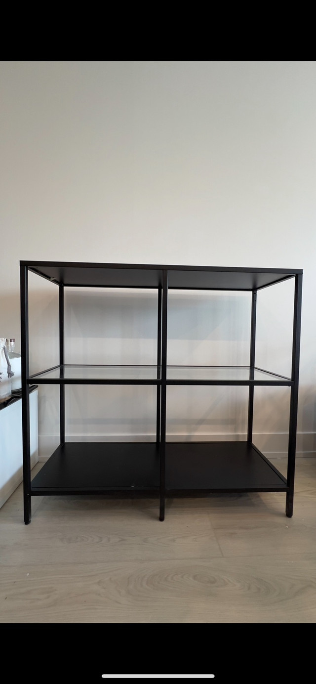 Shelf unit, black-brown/glass Ikea in Bookcases & Shelving Units in City of Toronto