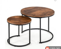 Round Nesting Coffee Table Modern Nesting Side Set of 2 End Tabl