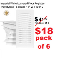 Pack of 6 Imperial Louvered Floor 4x10 Register Polystyrene