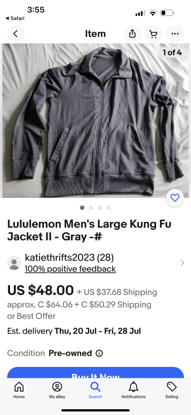 Lululemon Kung-Foo Zip-Up Sweater (L) in Men's in Oakville / Halton Region - Image 3