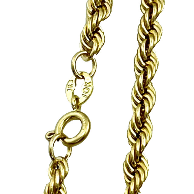 10k Yellow Gold Necklace Rope Chain 3mm 28" dans Bijoux et montres  à Ville de Montréal - Image 3