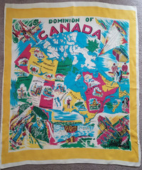 Vintage 1950’s Dominion of Canada Map Scarf, Excellent Condition