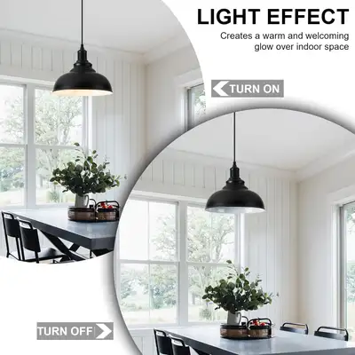 Industrial Barn Style 3-Pack Pendant Light - Black Kitchen Islan, View more