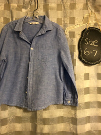 H & M - boys dress denim dress shirt  -- 6/7