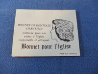 RARE 1950S BUSINESS CARD-BONNET POUR L'EGLISE-CHAPEL CHURCH CAP