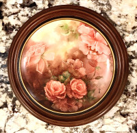 Georgous Hand Painted Pink Rose Plate Signed By Mag.