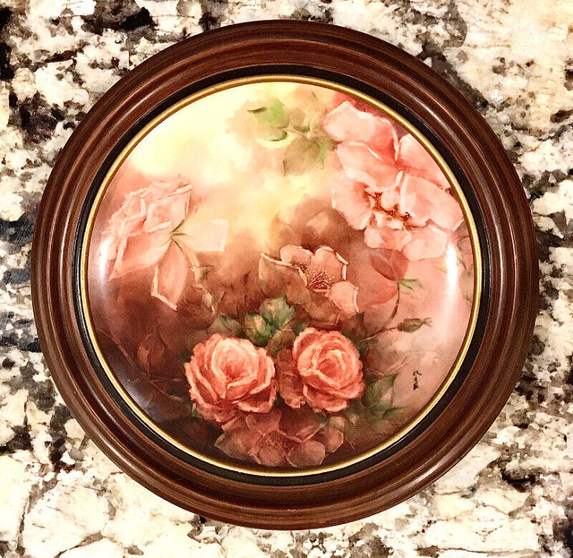 Georgous Hand Painted Pink Rose Plate Signed By Mag. in Arts & Collectibles in Ottawa