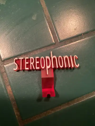 Superb new reproduction stereophonic emblem,chose red or aqua green ,used inside the continental dom...