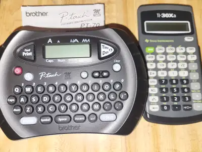 Brother P Touch PT 70 Label Printer and Texas Instruments TI30Xa scientific calculator. $25 for both...