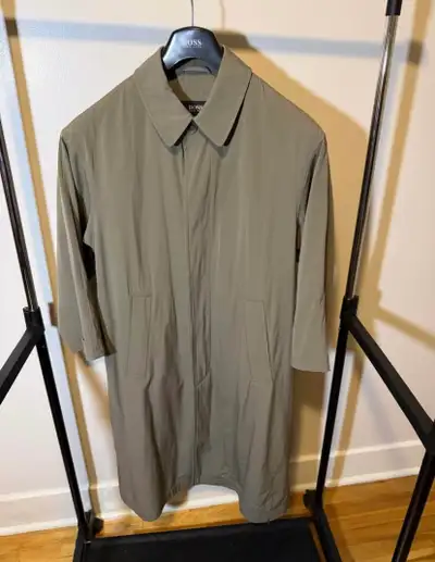 Vintage Hugo Boss Men’s Long Trench Coat – Light Green – Size M, View more