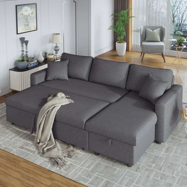 Affordable Brand New Comfy Grey Sofa Bed Convertible Storage Set in Couches & Futons in Oshawa / Durham Region