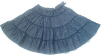 Girls Blue Tiered A-Line Skirt with Bow