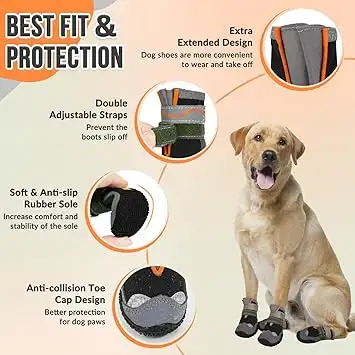 Bottes pour chien Slow Ton. Imperméables avec sangles réfléchissantes et semelles en caoutchouc anti...
