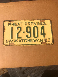 1953 Saskatchewan License Plate