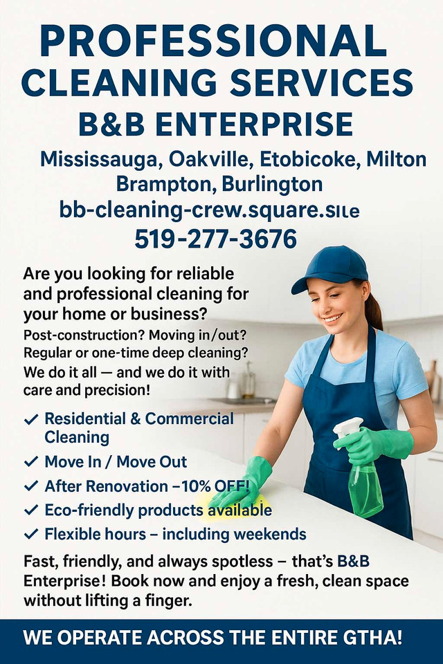 Clining service - Mississauga / Peel Region in Cleaners & Cleaning in Mississauga / Peel Region