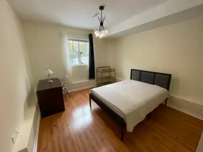 Ground level 14.8" by 12" bedroom for rent with large closet. Bathroom adjacent. Shared with female...