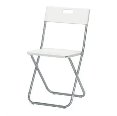 Brand new white folding chairs to rent for a Dollar a day. This could be used for house Warming/Birt...