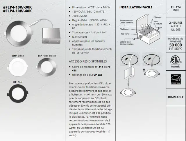 Plaques de montage LUMIFARO PF-378 et PF-414 pour luminaires DEL in Indoor Lighting & Fans in Laval / North Shore - Image 7