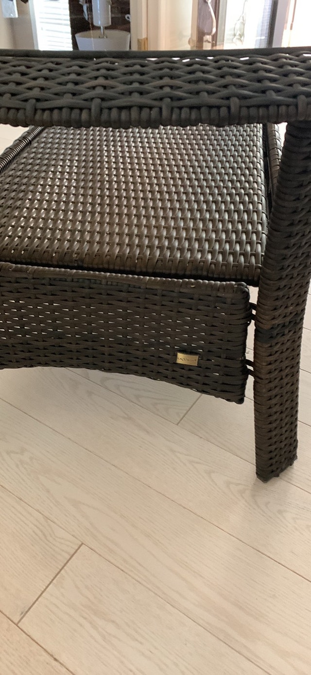 Wicker LazyBoy Tinted Glass Top Coffee Table with Shelf Coffee Tables St. Catharines Kijiji