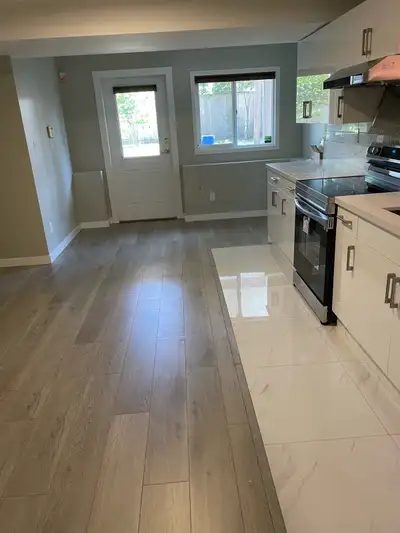 Newly renovated three bedroom, two bathroom basement suite 1400sq ft In suite laundry Private entran...