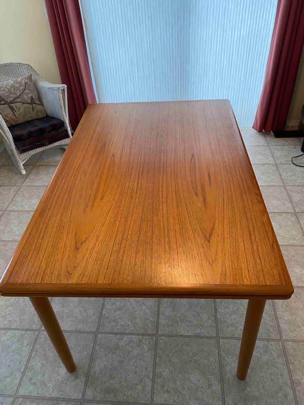 Teak Dining Table with Hidden Extension Leaves Dining Tables & Sets