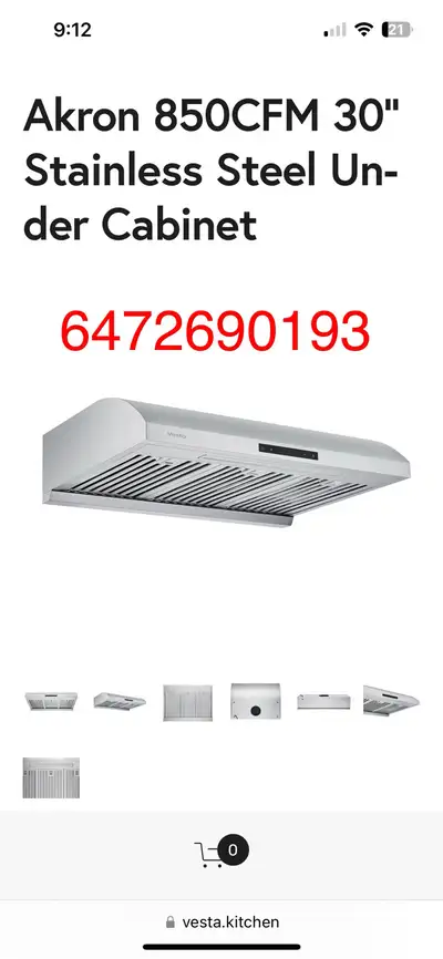 Brand New Stainless Steel Vesta 860 CFM kitchen range hood for s, View more