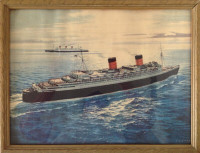 Vintage Lithographie Carl G. Evers "Queen Elizabeth -Queen Mary