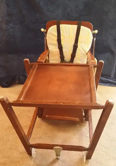 Vintage Wooden Convertible Child Desk / High Chair, View more