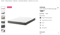 IKEA FULL SIZE  FIRM MATTRESS LIKE NEW $200 or best offer
