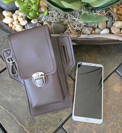 CELL PHONE DUAL POUCH HOLSTER NEW (BROWN), View more