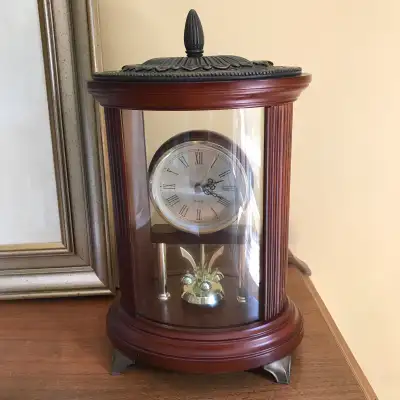 Bombay Co Mantle Desk Wood Torsion Clock AS IS, View more